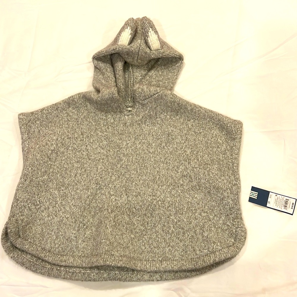Grey Poncho with bunny ears-NWT